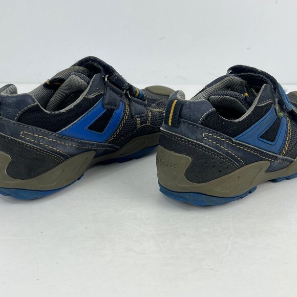 Geox Respira Kids Sneakers Size 2 Gray Blue Round Toe Hook & Loop Flat Heel - Picture 4 of 6